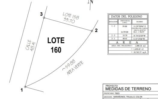1,000 m² Lot (#160) in Trujillo Beach Eco Development