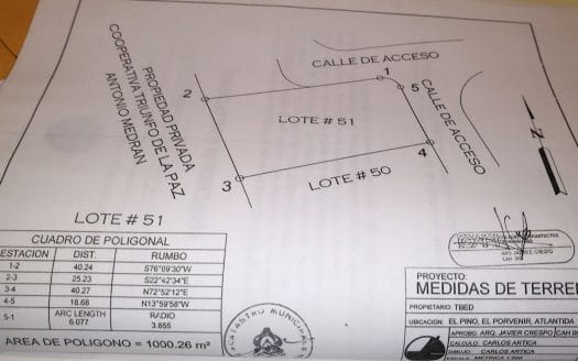 1000 m2 Lot (#51) in Corinto Pearl Development