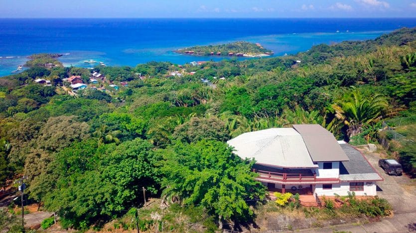 Villa Anna in Sandy Bay, Roatan Island, aerial view